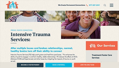 Anu Family Services website - Subpage