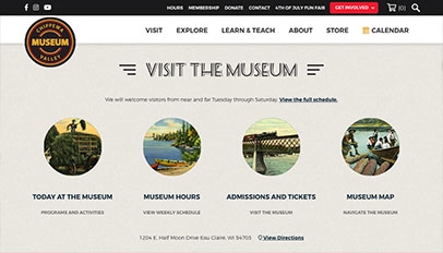 Chippewa Valley Museum website - Subpage
